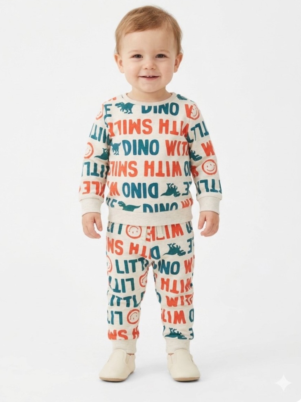 NAME IT Two Piece Dino With Smile Set Size 12-18 Mo. EUC